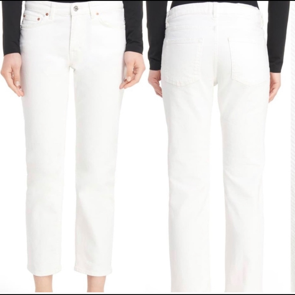 Acne Row Cropped White Jeans
